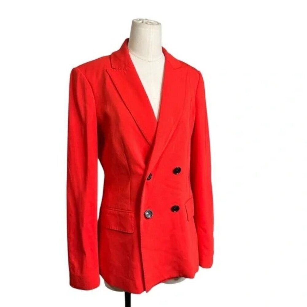 DONNA KARAN New York Women's double-breasted blazer Poppy Orange Sz Small Sz 6 - Picture 4 of 8